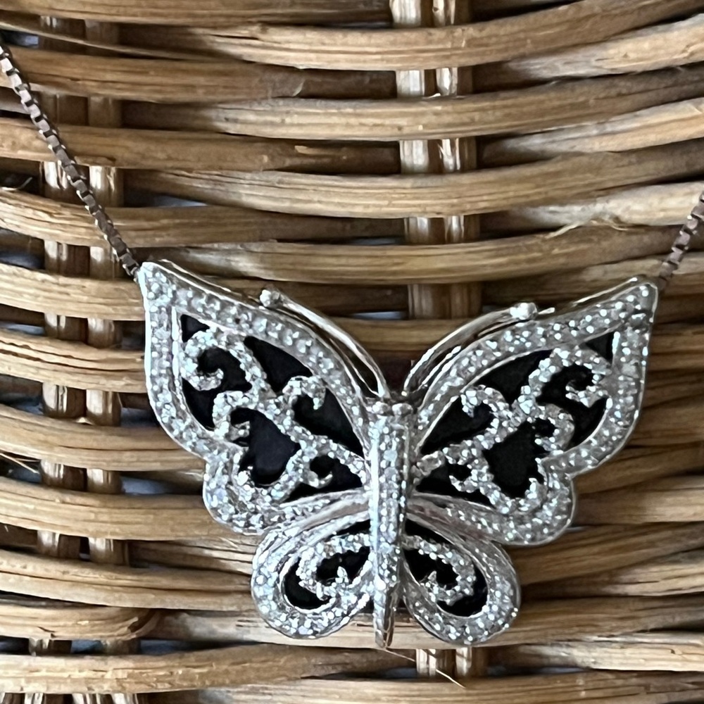 Lab Created Diamond Butterfly Pendant Necklace w/ Chain